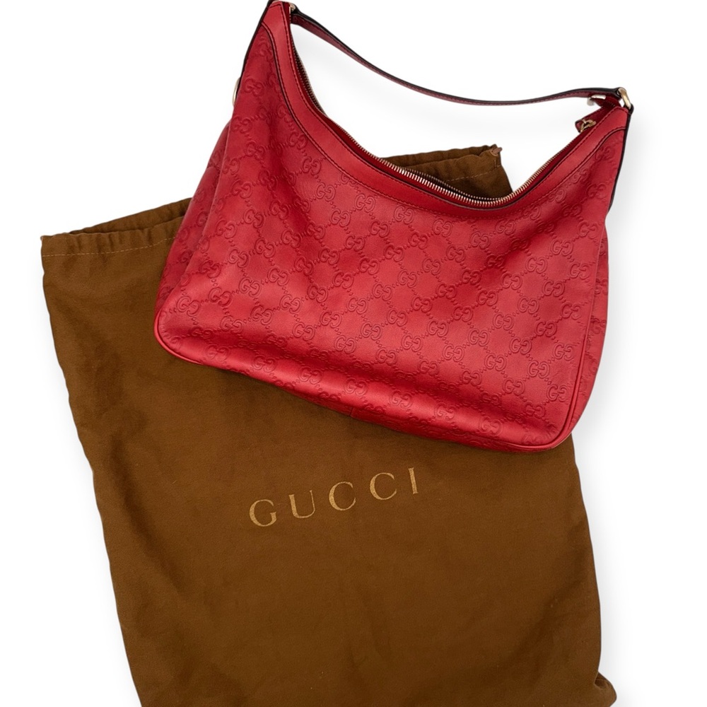 Gucci Guccissima Charmy Hobo Bag Red Leather - Picture 3 of 15